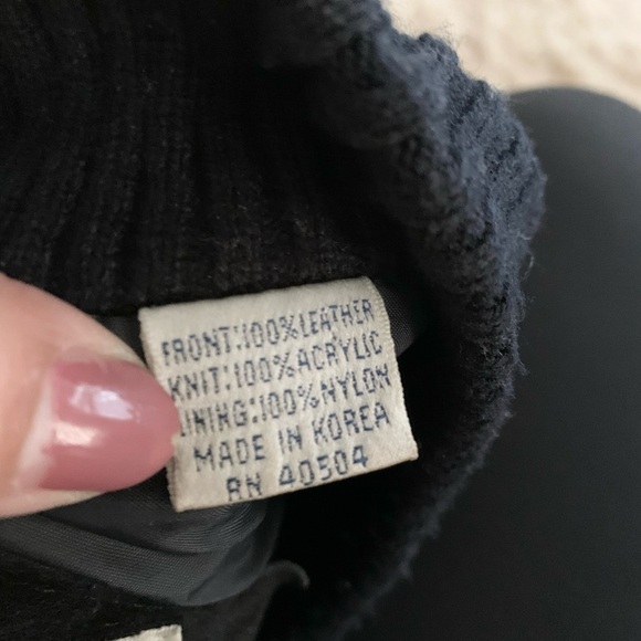 Elemental Stretch | Black Leather Front Knit XL Jacket Coat - Picture 6 of 10